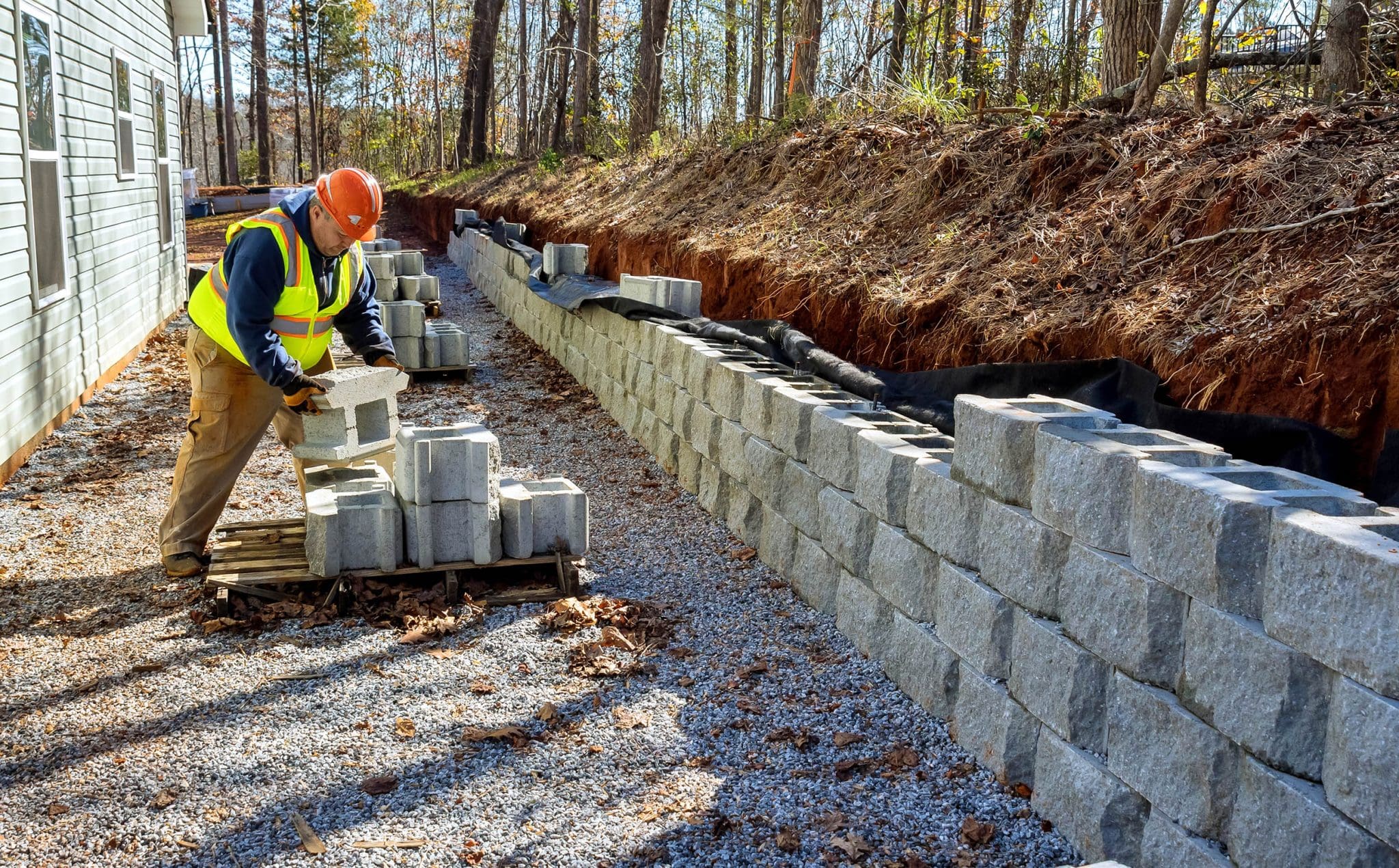 Retaining Wall Installation in Windham project 2